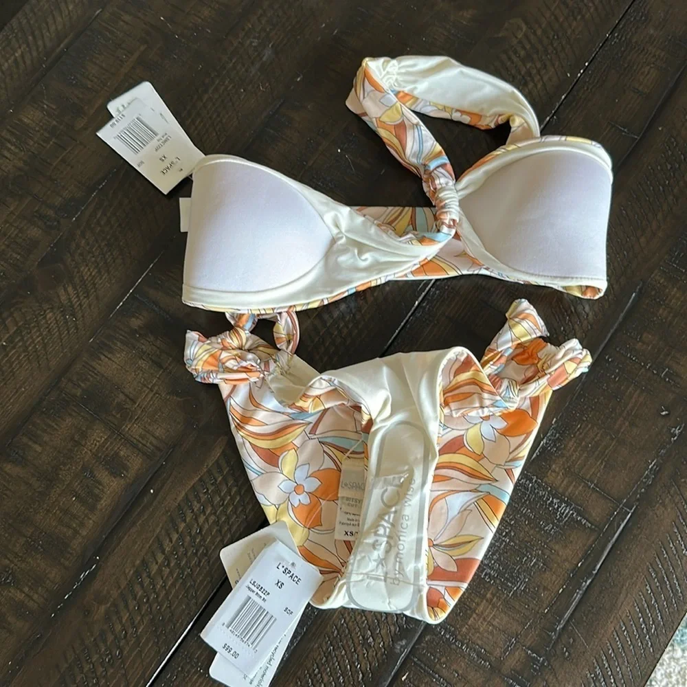 NEW L*Space Mick Bikini Top Jagger Bottom in Souldshine Floral Size XS Nylon